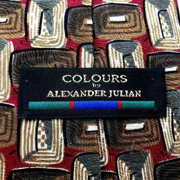 Alexander Julian Colours Abstract Red Silk Tie - Picture 3 of 6